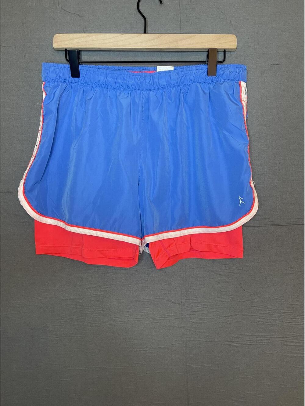 Danskin Now Women's 2-in-1 Running Shorts Blue Coral Size L 12-14